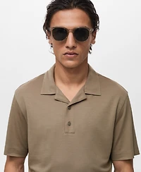 Mango Men's Bowling Collar Lyocell Polo Shirt