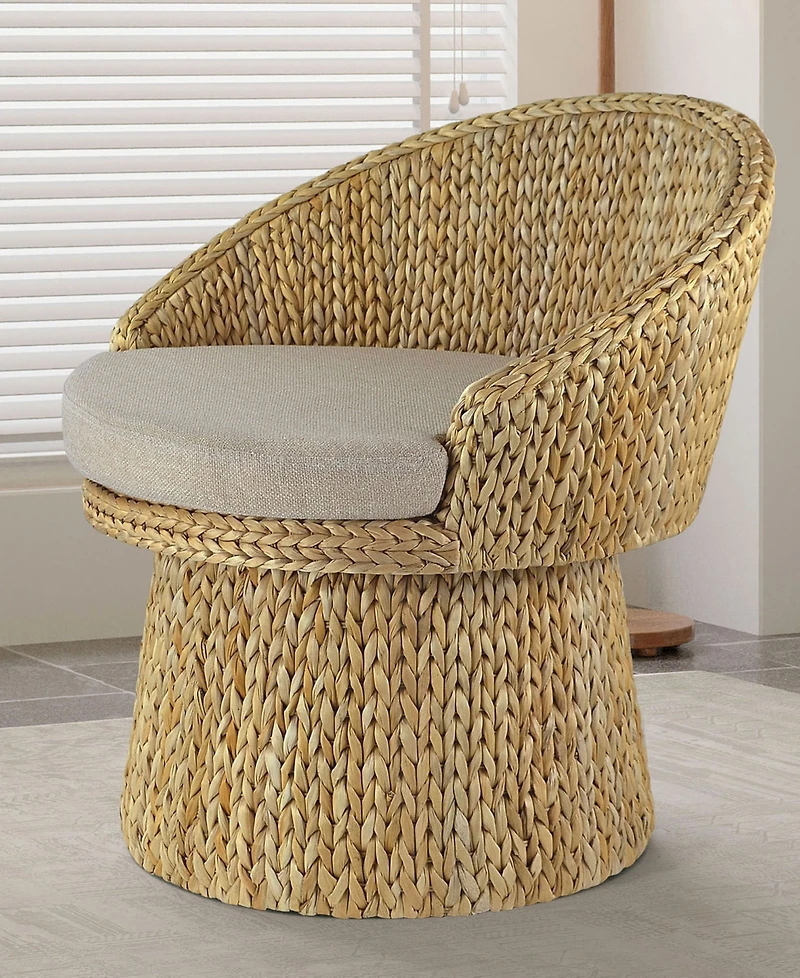 Gallerie Decor 28.5" Handwoven Banana Leaf 360° Swivel Base Indoor Accent Chair