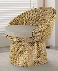 Gallerie Decor 28.5" Handwoven Banana Leaf 360° Swivel Base Indoor Accent Chair