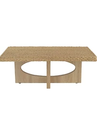 Gallerie Decor 46" Water Hyacinth Woven Top Rectangle Coffee Table