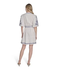 Eliza J Women's Cotton Embroidered A-Line Dress