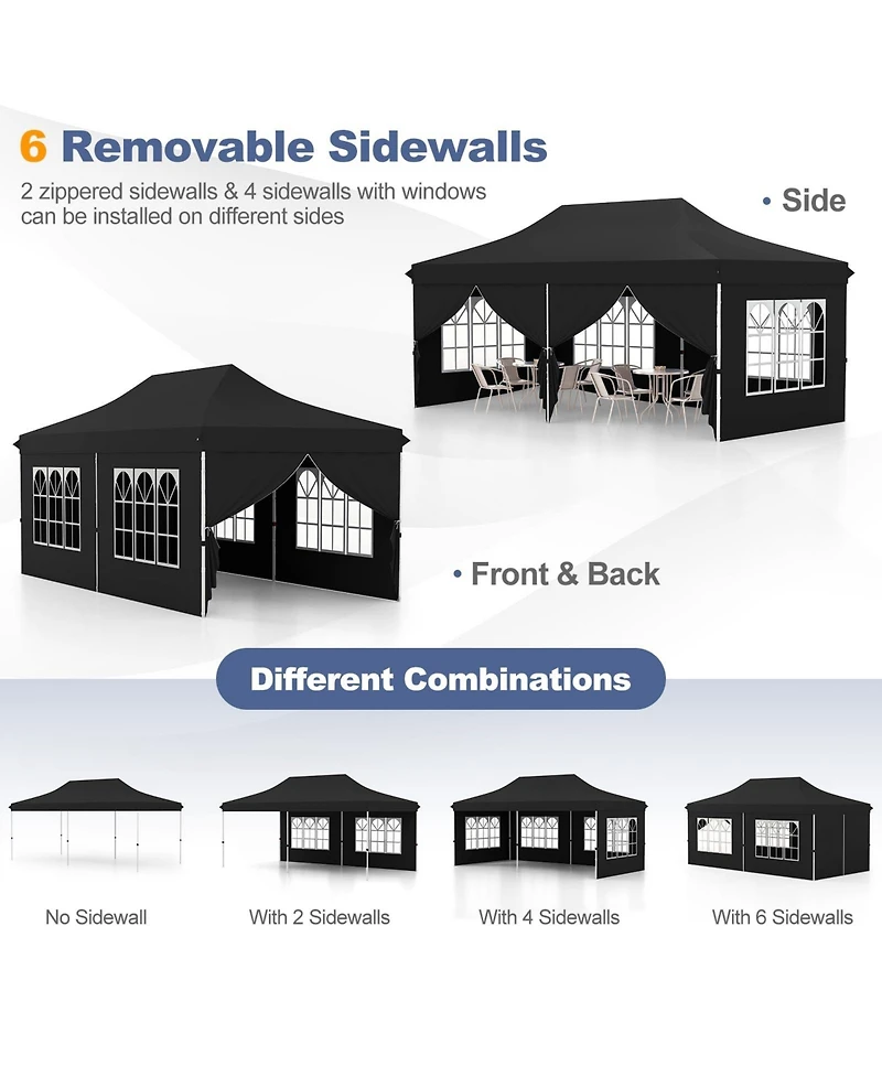 10 x 20 Feet Pop up Canopy with 6 Sidewalls Windows and Carrying Bag
