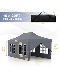 10 x 20 Feet Pop up Canopy with 6 Sidewalls Windows and Carrying Bag