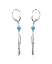 American West Jewelry Sterling Silver Kingman Turquoise Flower Gemstone Bead Lever Back Earrings