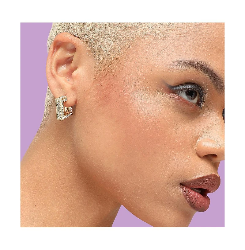 Sohi Women's Gold Plated Party Designer Stone Hoop Earrings