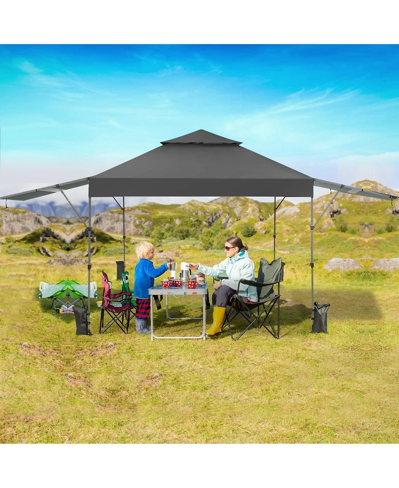 10 x 17.6 Feet Outdoor Instant Pop-up Canopy Tent with Dual Half Awnings