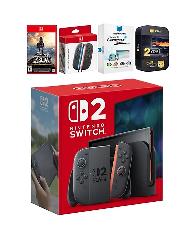 Nintendo Switch 2 Console with Zelda Breath of the Wild, Extra Joy-Cons, MightySkins Code and 2 Cps Year Extended Warranty