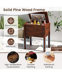 Wooden Patio Cooler with 3 Handles and Bottle Opener