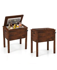 Wooden Patio Cooler with 3 Handles and Bottle Opener