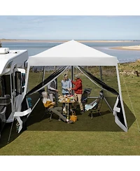 10 x 10 Feet Pop Up Canopy with Mesh Sidewalls and Roller Bag
