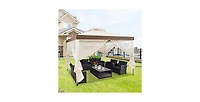10 x 10 Feet Patio Canopy Gazebo with Neting and Double Tiered Roof