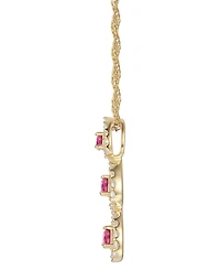 Ruby (1/3 ct. t.w.) & Diamond (1/4 ct. t.w.) Triple Halo Graduated 18" Pendant Necklace in 10k Gold