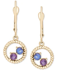 Tanzanite (1/4 ct. t.w.) & Rose de France Amethyst (1/5 ct. t.w.) Circle Drop Earrings in 14K Gold-Plated Sterling Silver