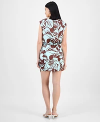 Bar Iii Women's Printed Sleeveless Faux-Wrap Dress, Exclusively at Macy's