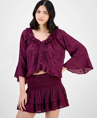 And Now This Women's Ruffle-Trim Cropped Blouse, Exclusively at Macy's