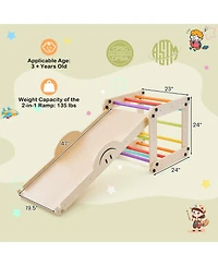 Mecale Climbing Triangle Ladder Toy Indoor Jungle Gym with Reversible Ramp