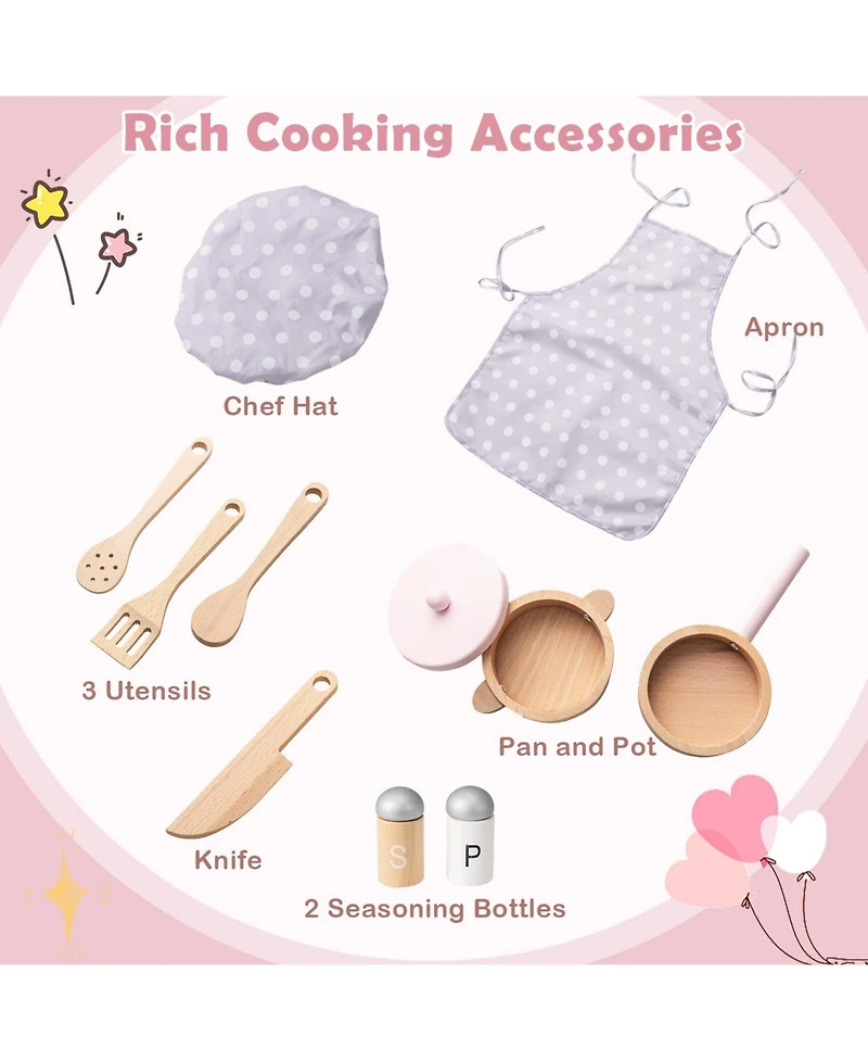 Kids Kitchen Playset with Cooking Accessories and Storage