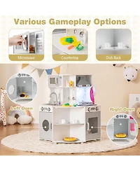 Kids Corner Wooden Play Kitchen with Range Hood and Stoves