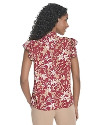 Tommy Hilfiger Women's Ruffled Floral Bow Blouse
