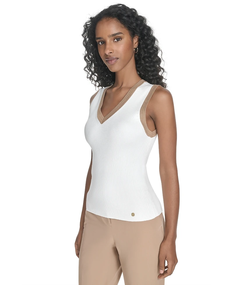 Tommy Hilfiger Women's Sleeveless Tipped Sweater