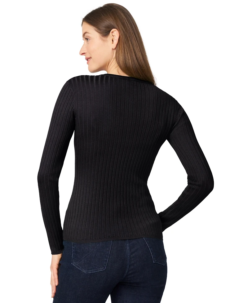 Melissa Paige Women's Crewneck Ribbed-Knit Sweater