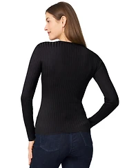 Melissa Paige Women's Crewneck Ribbed-Knit Sweater