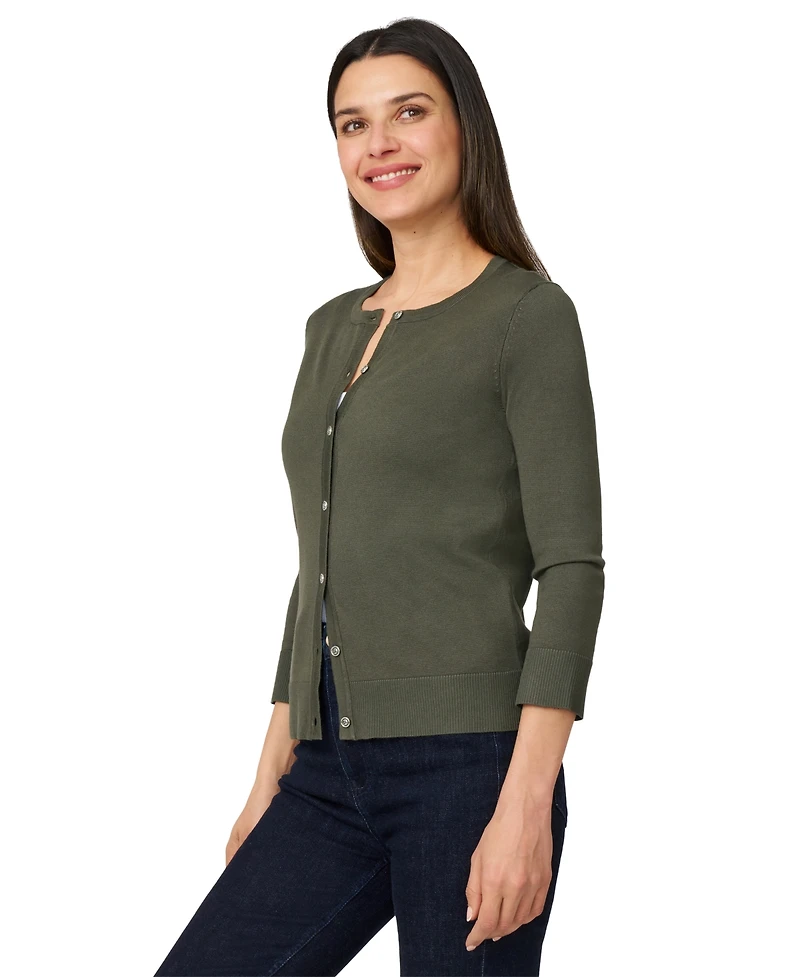 Melissa Paige Women's Crewneck Button-Front Cardigan