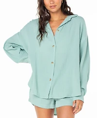 Roxy Juniors' Morning Time Cotton Gauze Shirt