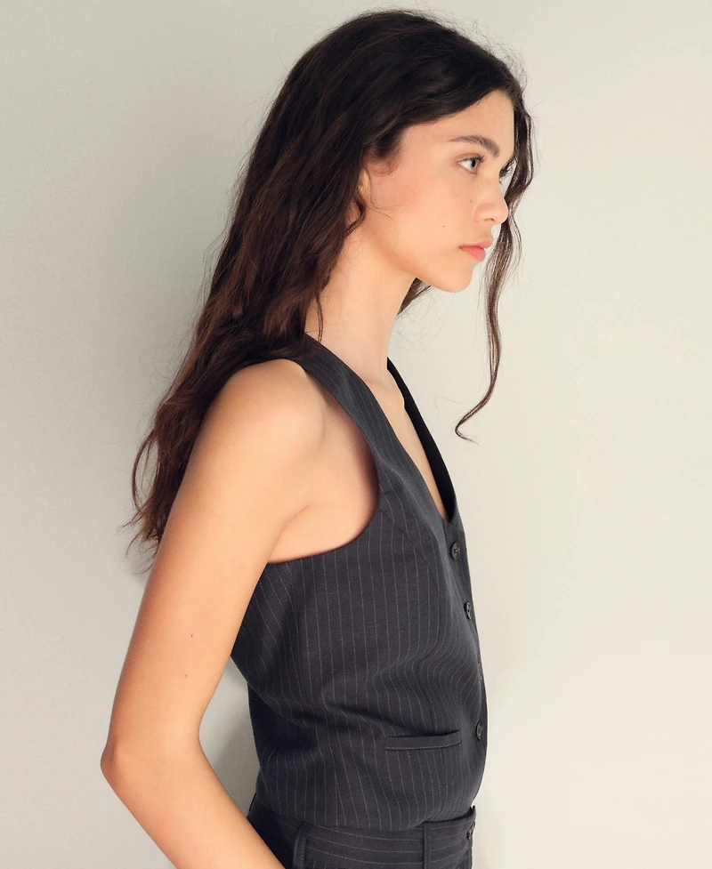 Mango Women's Linen-Blend Suit Vest