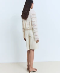 Mango Women's Openwork Details Embroidered Cotton Blouse