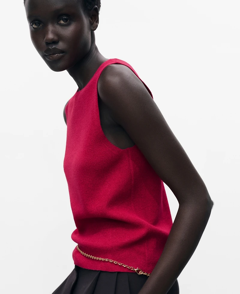 Mango Women's Fine Ribbed Knit Top