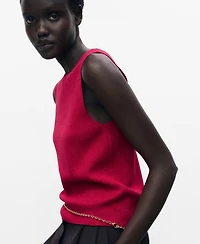 Mango Women's Fine Ribbed Knit Top