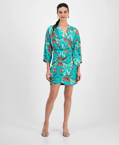 I.n.c. International Concepts Women's Surplice-Neck Long-Sleeve Mini Wrap Dress, Macy's Exclusive