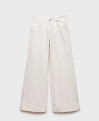 Mango Women's Metallic-Finish Wide Leg Jeans