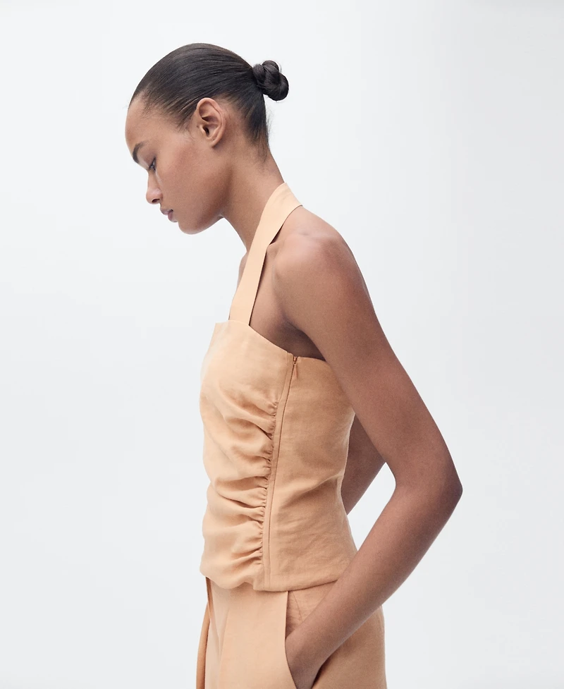 Mango Women's Gathered Detail Lyocell Top