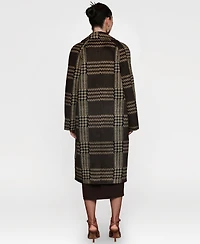 Avec Les Filles Women's Single-Breasted Plaid Coat
