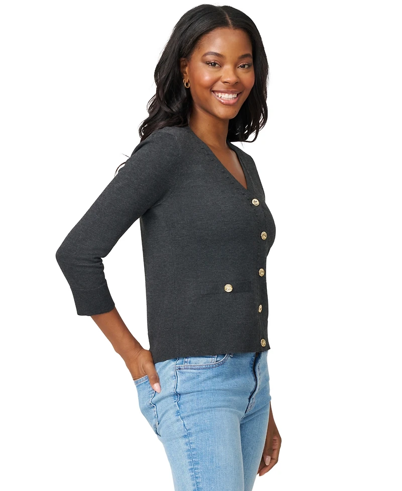 Melissa Paige Women's V-Neck 3/4-Sleeve Cardigan