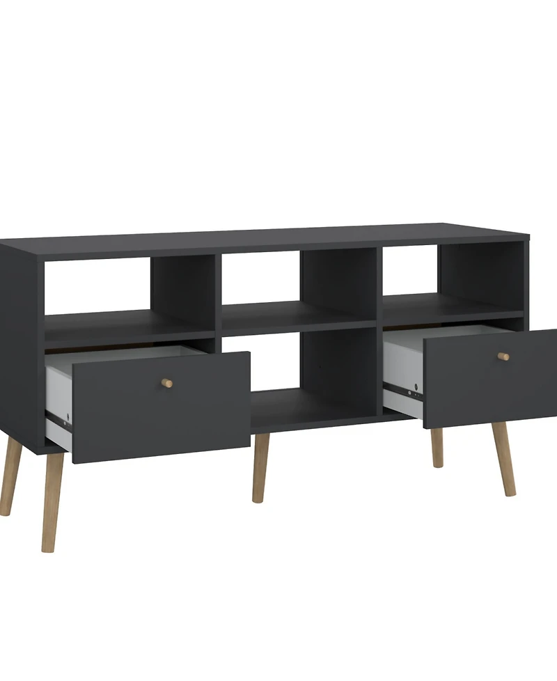 Tvilum 23.94" Wood 2 Drawer and 4 Shelf Tv Stand