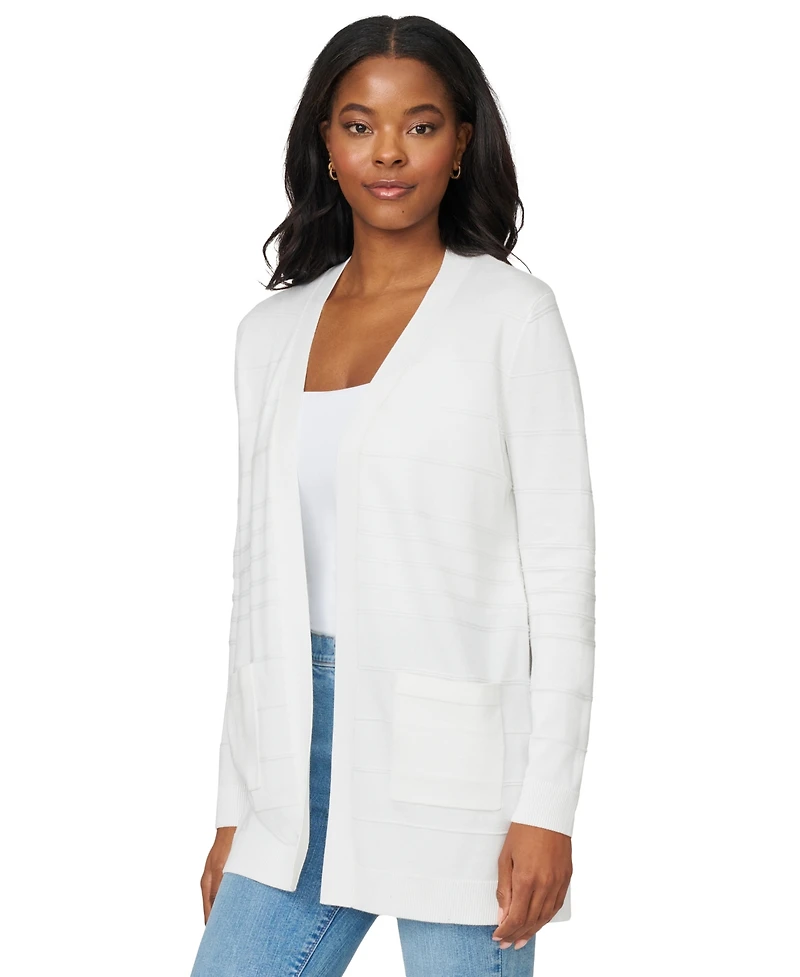 Melissa Paige Women's Ribbed Open-Front Long Cardigan