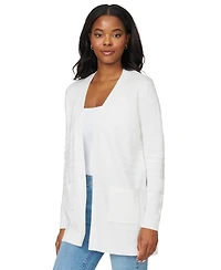 Melissa Paige Women's Ribbed Open-Front Long Cardigan