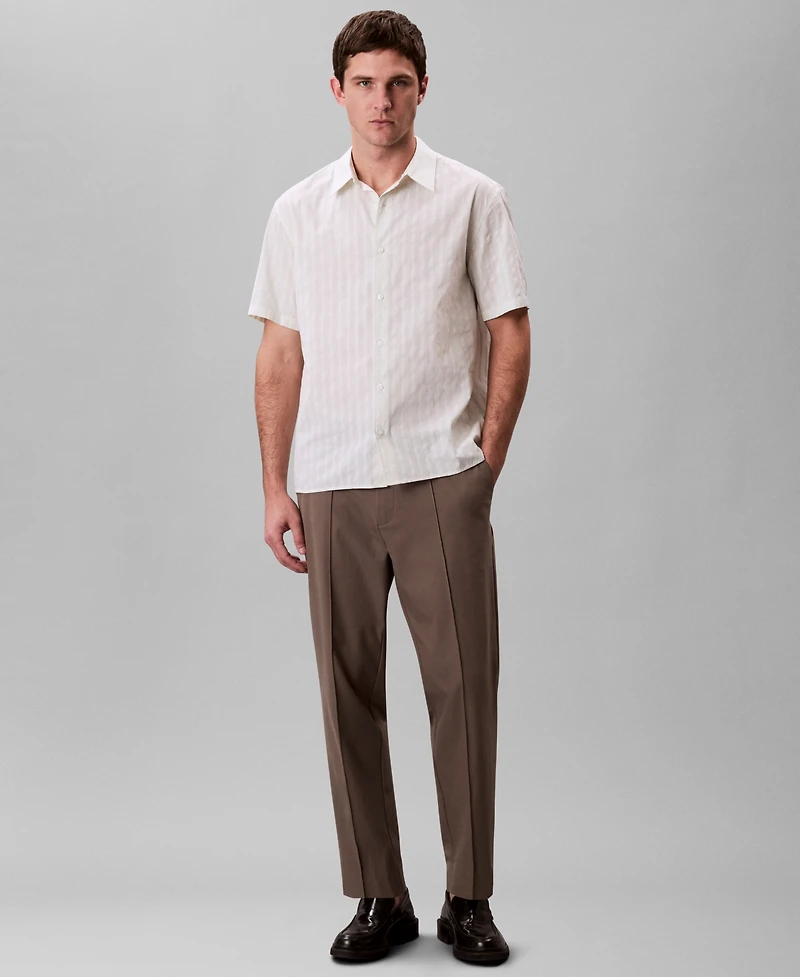 Calvin Klein Men's Cotton Striped Textured Short-Sleeve Shirt