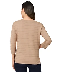 Melissa Paige Women's Ottoman-Rib Crewneck 3/4-Sleeve Sweater