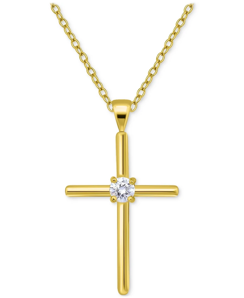 Giani Bernini Cubic Zirconia Cross Pendant Necklace (3/8 ct. t.w.) Sterling Silver, 16" + 2" extender