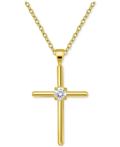 Giani Bernini Cubic Zirconia Cross Pendant Necklace (3/8 ct. t.w.) Sterling Silver, 16" + 2" extender