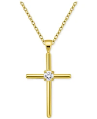 Giani Bernini Cubic Zirconia Cross Pendant Necklace (3/8 ct. t.w.) Sterling Silver, 16" + 2" extender