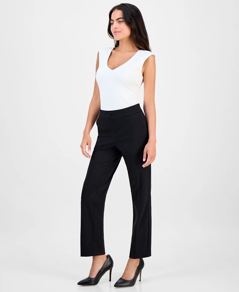 Ak Anne Klein Petite Mid-Rise Straight-Leg Pants