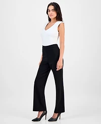 Ak Anne Klein Petite Mid-Rise Side-Tab Straight-Leg Pants
