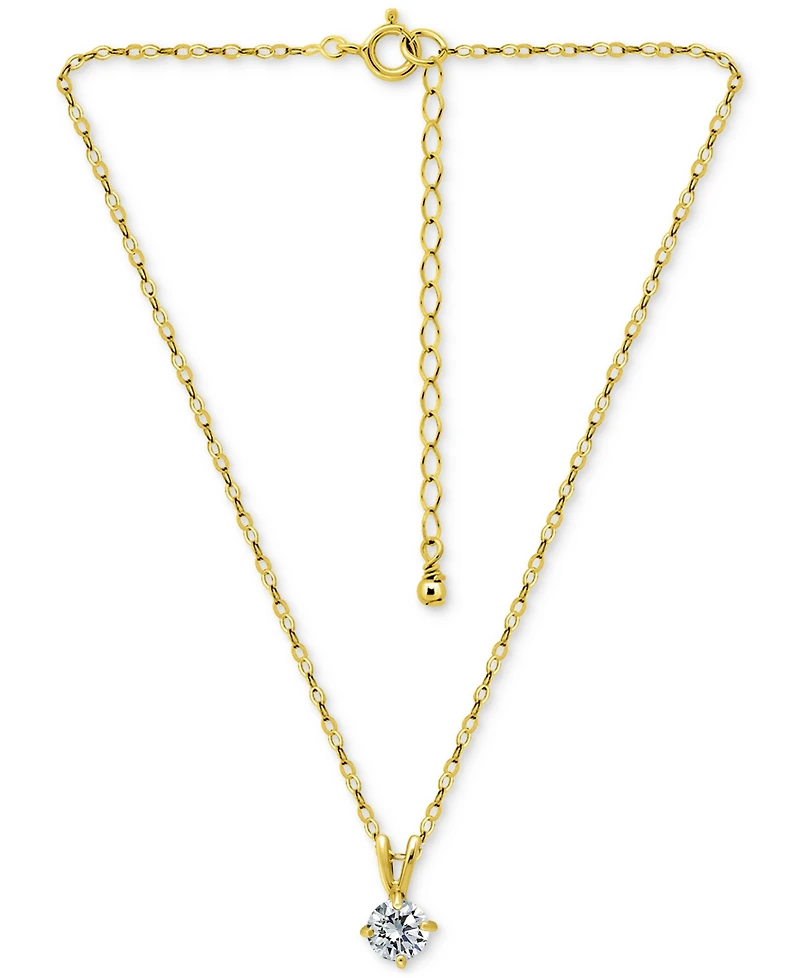 Giani Bernini Cubic Zirconia Solitaire Pendant Necklace 18k Gold over Sterling Silver, 16" + 2" extender, Exclusively at Macy's