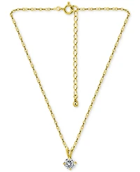 Giani Bernini Cubic Zirconia Solitaire Pendant Necklace 18k Gold over Sterling Silver, 16" + 2" extender, Exclusively at Macy's