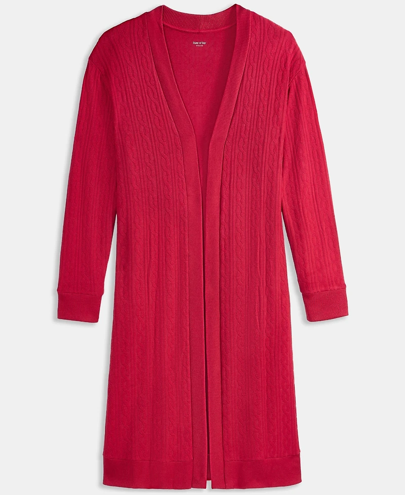 State of Day Women's Cable-Knit Duster Robe, Macy's Exclusive